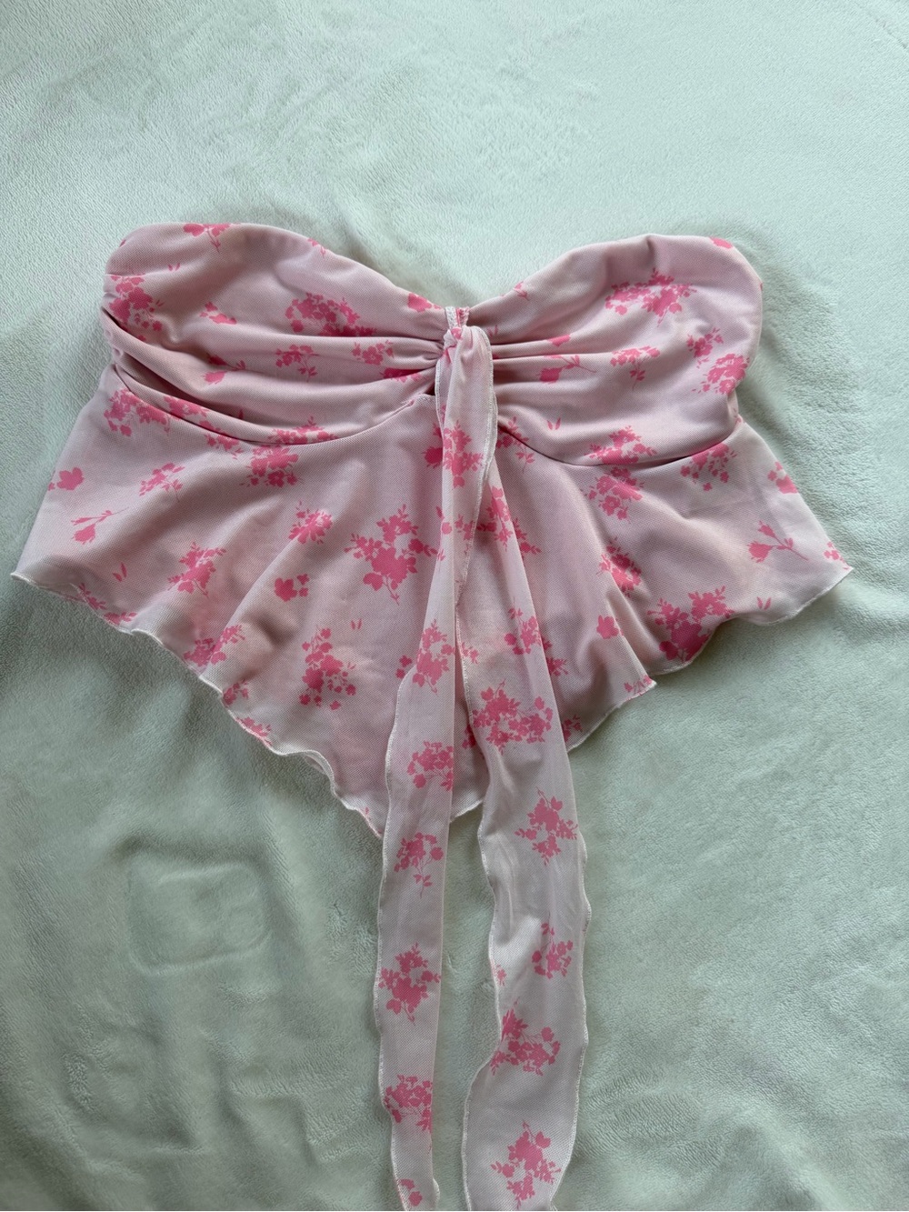 Pink Floral Strapless Top